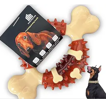 MAORCIAN Dog Chew Toy Soft and Tough, Beef-Flavored, Ideal for Small Breeds, Medical-Grade TPR and Food-Grade Nylon, Perfect for Aggressive Chewers (Medium up to 60 lbs.)